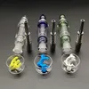 10mm 14mm Joint Mini Nector Collector Kits Bleu Vert Clair Avec Titane Nail Tips Dab Oil Paille Verre Fumer Main Pipes Bubble Wrap