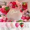 127pcs Strawberry Party Decoration Balloon Garland Kit for Girls 1st 2nd Birthday Party Supplies Strawberry Theme Decoration AA220314