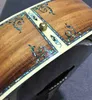 Anpassad Senaste 41-tums Koa Trä Classic Folk Round Body Guitar, Real Abalone Inlay, Rosewood Guard, D-Type Deluxe Guitar