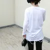 [EAM] Yüksek Elastik Bel Siyah Hem Bükülmüş Uzun Geniş Bacak Pantolon Yeni Gevşek Fit Pantolon Kadın Moda Gelgit İlkbahar Sonbahar 1R347 201113