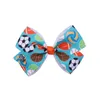 Children's Hair Accessories Handmade 2022 World Cup Football Soccer Printed Ribbon Bow Hairpin Korean Girl 4.52Inch Headdress Fashion Infant Tennis Sports Hair Pin