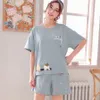 New Summer Cute Cartoon Pyjamas Ensembles Femmes Doux Casual O-cou Tops Shorts Vêtements De Nuit Chemises De Nuit Coton Haute Qualité Maison Vêtements Y200708