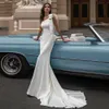 Sexy Memaid Wedding Dress 2021 New Arrival One Shoulder Beading Belt Simple Court Train Bridal Gown Vestido De Mariee