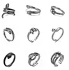 Retro Punk Snake Pierścień dla mężczyzn Kobiety Przesadzone Antyczne Siver Kolor Otwarcie regulowane pierścienie