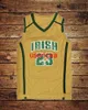 Maglia da basket LeBron 23 James St. Maglie retrò irlandesi della High School cucite bianco giallo verde
