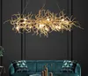 Modern Luxury Aluminum Chandelier Light LED Gold Curved Tree Branch Hanging Lamp Art Deco Living Room Dining Table Villa Home