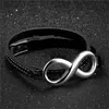 Charm Bracelets XQNI Infinity Leather For Men 1618CM Long Stainless Steel GoldSilver Color Cool Male Double Layer Wrap Bracelet 163725101