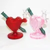 Colored heart shape beaker glass bong hookah water pipe dab oil rig glass nectar ash catcher hand pipes