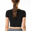 Exponerad navelsträng bröstkudde yoga kläder kort ärm fitnesskläder kvinnor039s andningsbar hudvänlig sport tshirt s6086893