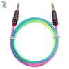 100st ljudkabel 3.5mm Jack Man till Man Rainbow Round Bullet Cloth aux-kabel för iPhone 6 6s bil hörlurar trådlinje aux sladd