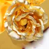 バレンタインデー 24k ゴールドリーフローズ造花カラフルなお祝いの母の誕生日プレゼントウェディングケーキの装飾メッキ箔ローズ CFYL0227