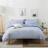 Nude sleep bedding set 100% knitted cotton duvet cover set stripe rubber fitted sheet 3/4pc flat sheet India cotton home bed set T200706