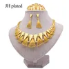 Bijoux Collier Ensembles Or Prix 24K Gold Couleur Dubaï Luxe pour Femmes Cadeaux de mariage Africain Bracelet Bridal Collier Collier Boucles d'oreilles Bague Bijoux Ensemble