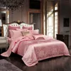 Sängkläder sätter lyxig europeisk stil Silk Jacquard Set Double Däcke Cover Pure Cotton Bed Sheet/Linen Pillow Cases Home Textiles1