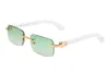 Lunettes de soleil 2023 Vintage Square Lunettes de soleil sans monture Femmes 2022 Mode Marque de luxe Designer Lunettes de soleil en corne de buffle sans cadre pour hommes OnePiece Lunettes de soleil W0RS