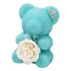 Ghirlande di fiori decorativi Crystal Diamond Rose Bear con fiore di sapone emulato e corona Compleanno Festa di nozze Regalo di San Valentino