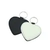 Sublimation Blanks Keychain PU Leather Pendant Round Ornaments Heat Transfer Keychain Keyring for DIY Craft Supplies