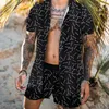 Män sommaren tropiska strandspårssuits Hawaii Day Costume Harajuku Party Tropical Vacation Beachwear Kort ärm 2st 2st Set Fashion P315s