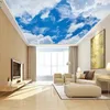 Wallpapers Custom 3d Po Wallpaper plafond muur muurschildering blauwe lucht en witte wolken decoratie schilderen woonkamer muurschilderingen