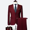 Costumes pour hommes Blazers deux pièces ensemble veste pantalon mode Boutique couleur unie hommes décontracté costume d'affaires marié mariage Dr347C