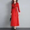 Women Winter Coats Autumn and Winter Classic Gray Lace Large Size Wool Coat Slim Thin Thick Long Wool Coat Female 201215