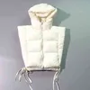 Zip Up Kapşonlu Kırpma Kirpi Yelek Ceketler Kış Yelek Kadınlar için Parkas Kolsuz Kapitone Ceket Dış Giyim Moda Streetwear 220.110