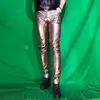 Shinny Leather Pants Sexy Nightclub Men's DS Costumes Anti-bright PU Pants Original Spring And Tight Stretch Trouser 201217