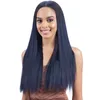 26 ~ 28 cali Prosty Syntetyczny Wig Niebieski Kolor Symulacja Peruki Ludzkie Włosów Perruques de Cheveux Humains na białe i czarne kobiety JF3319