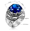 Cluster anneaux Silver 925 pour hommes REAL ROUND CARVE SAPPHIRE GEM STAILLE VINTAGE LURXE ETHNIQUE FINE JIANRY1978996