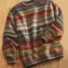 Suéteres para hombres suéter hombres raya jersey impreso tops de punto manga larga 2021 otoño invierno estilo casual retro puentes cálidos para hombre