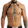 Cintos Mens Moda Noite Festas Clubwear Corpo Ombro Cinto Fivela PU Couro Harness Gay Masculino Punk Gótico Metal Chain Halt182o