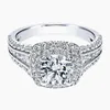 Mode Bling Zirkoon Diamanten Edelstenen Ringen voor Vrouwen 18 K Wit Goud Zilver Kleur Sieraden Bijoux Bague Wedding Band Geschenken1