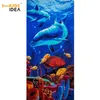 Hugsidea Ocean Animais Algodão Banheira Toalhas 3D Golfinho Tubarão Tartaruga Baleia Toalha de Praia Microfiber Home Têxtil Face Hair Toalha de mão 201217