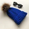 Мода Женская шляпа POM Черепочки шапочки шапки FUX Fur Pompom Beanie Hats для женщин толстая женская шапка