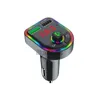 F6 Car Charger Wireless Auto BT 5,0 FM Nadajnik Zestaw głośnomówiący Adapter Atmosfera Lampa Lampa Audio Reciiver Odtwarzacz MP3 z pola detalicznego