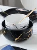 Большой суп чау Европейская мраморная керамическая пластина золотые закуски с керамическим подносом закусочные панели домашняя посуда 201214