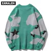 Harajuku vintage cartoon anime knitted sweater men winter oversized men's rock hip hop rap pullover women jumper ugly sweater 211221