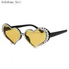 Vintage Heart Shape Frame Sunglasses Women Fashion Luxury Rhinestone Decoration Cat Eyes Sun Eyeglasses1