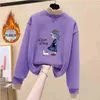 Flickor Vinter Sweatshirt Tjockerad Fleece Pullover Toppar Mode Kids Casual Outerwear Teen Lovely Print Underkläder Barnkläder 220115