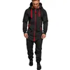 Jumpsuit Lange Broek Mannen Pyjama Splicing Herfst Winter Warm Casual Comfortabele Hoodie Zipper Print Jumpsuit Men Set