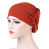 Praktische knopimitatie Moslim hoed vaste kleur comfortabele hoofddoek hoed casual multicolor chemotherapie voor vrouw 1