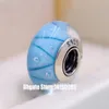 2 peças de prata esterlina 925 com núcleo de parafuso azul com aparência de contas de vidro Murano para joias estilo Pandora pulseiras