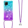 Bling Quicksand Soft TPU -fodral för Samsung S22 Ultra Plus A13 A03S Galaxy A32 4G A82 5G A22 stötsäker Gradient Liquid Shinny Smart Phone Cover Crossbody Lanyard