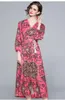 Casual jurken Zuoman dames lente lange elegante jurk festa hoogwaardige vintage bohemian party robe femme lantaarn mouw ontwerper vestidos