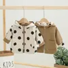 Thick Girls Jackets Double Sided Boys Outerwear Letter Sport Coats Kids Hooded Children Clothing Polka Dot Trench Coat Spring LJ201128