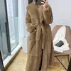 Femmes fourrure Faux HAPEDY Parka femmes manteaux 2021 épais hiver vêtements chauds mélanges ample longue veste femme mince pardessus grande taille