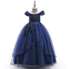 414 ans enfants robe fleur longue dentelle élégant adolescents robes de bal robes fille fête enfant soirée demoiselle d'honneur princesse LP213 T2003948886