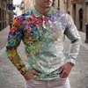 Erkek Polos Sonbahar Erkek Ince Kazak Fermuar Tasarım Tops Turn-down Yaka Gömlek Erkekler Degrade Nokta Baskılı Rahat Uzun Kollu Gömlek