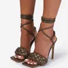 Braiding Band Square Toe Sexy Cross-tied Lace Up Women Thin High Heel Sandals Party School Office Casual Shoes