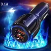 Top Quality QC30 fast charge 31A Qualcomm Quick Charge car charger Dual USB Fast Charging phone charger Cable6053407